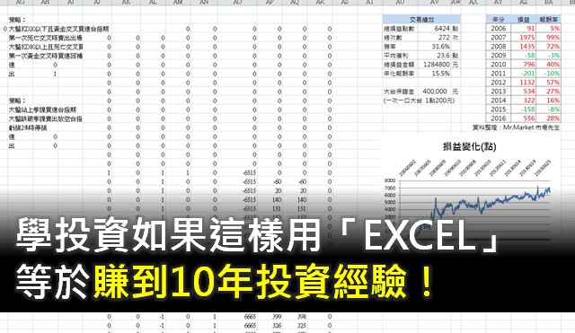 學投資如果這樣用「EXCEL」，等於賺到10年投資經驗！