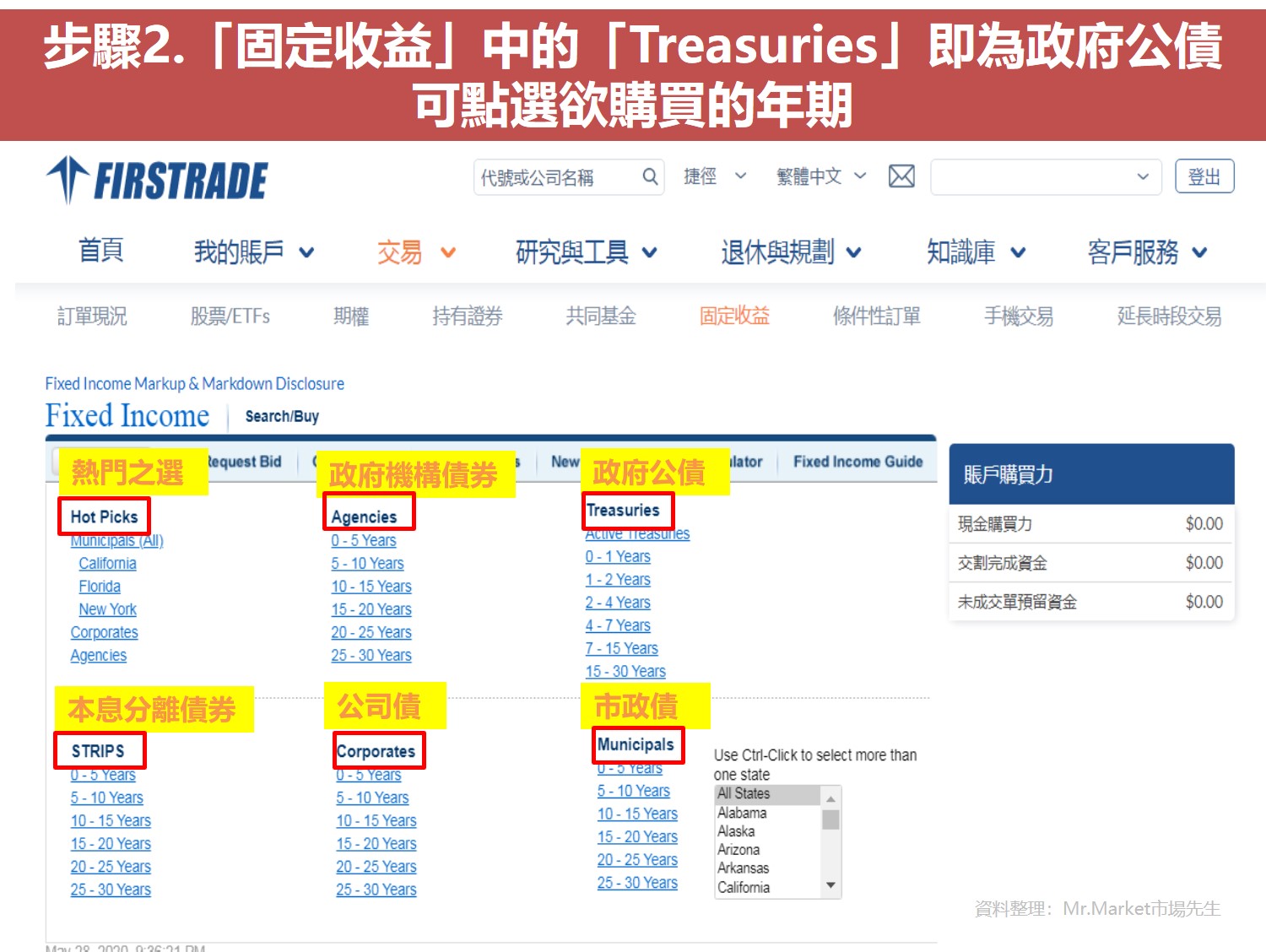 直接買美國公債 以FIRSTRADE為例 步驟2