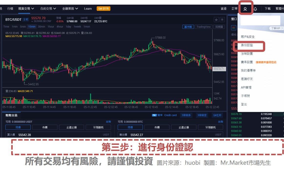 【火幣(Huobi)註冊步驟三】進行身份驗證