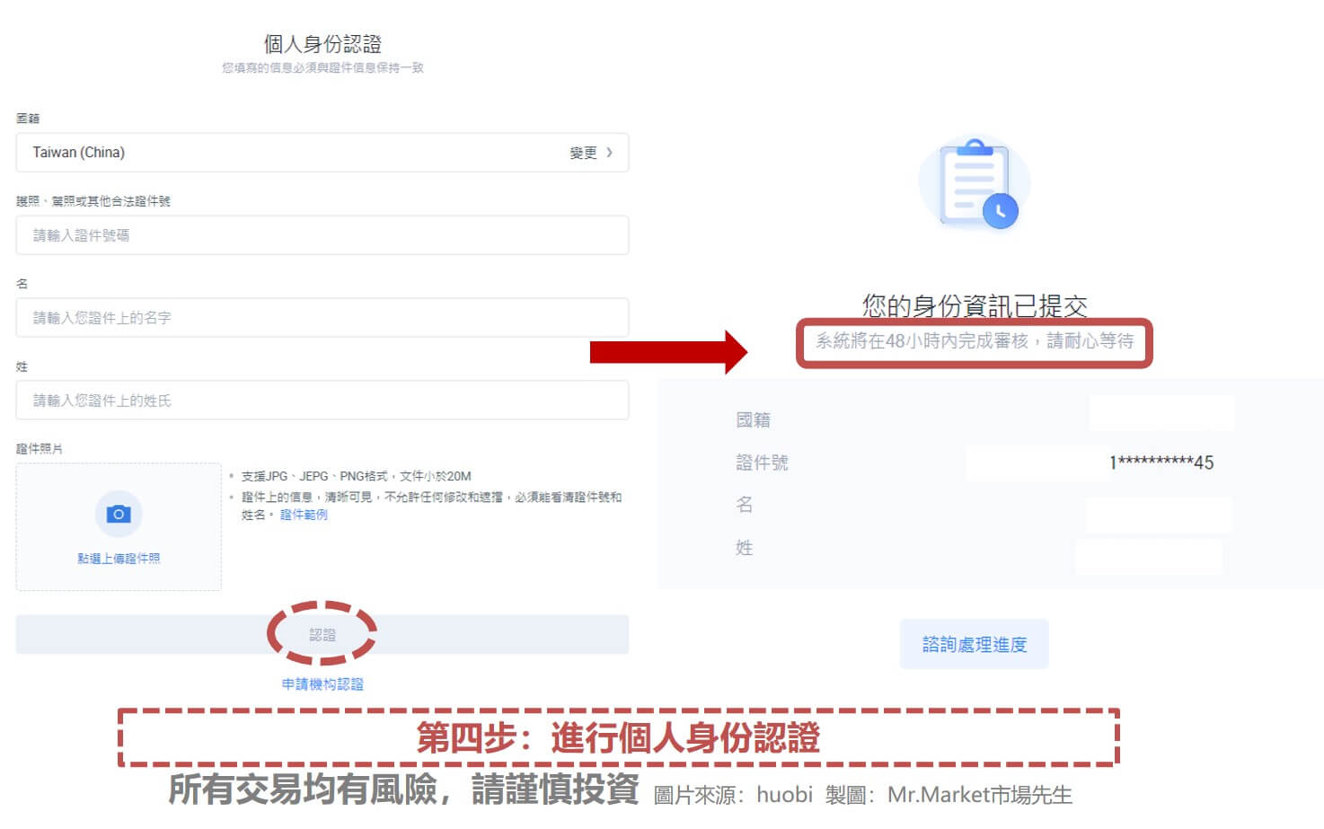 【火幣(Huobi)註冊步驟四】進行個人身份認證