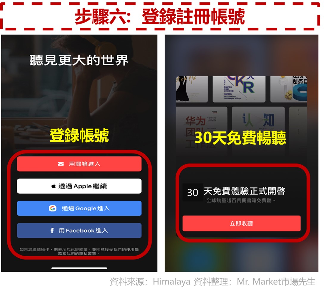 himalaya步驟六 登錄註冊帳號